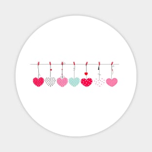 hanging love Valentine's retro hearts Magnet